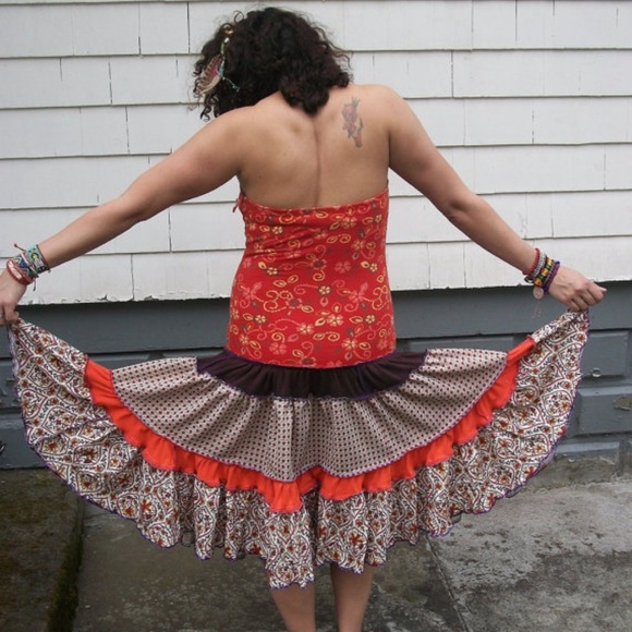 Chic Upcycled Reconstructed Boho Patchwork Dress - Picture 3 of 4